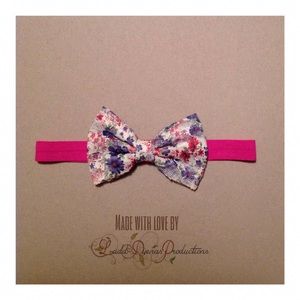 Floral lace bow headband